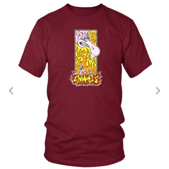 Vintage Channel 5 Round Neck Vulture Unisex Burgundy Tee Size XL - Picture 1 of 4